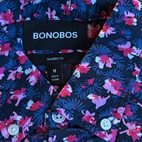 Bonobos Rivera Short Sleeve Shirt in Navy Fringe Sz Medium Tailored - Picture 4 of 9